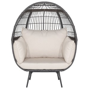 Tangkula Patio Rattan Wicker Lounge Chair Oversized Outdoor Metal Frame Egg Chair w/ 4 Cushions - 1 of 4