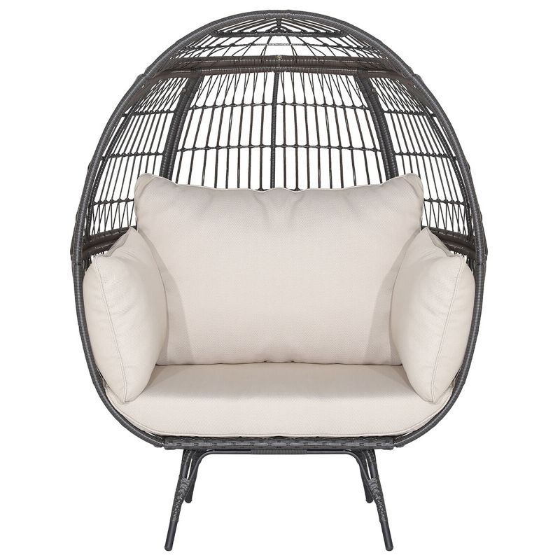 Tangkula Patio Rattan Wicker Lounge Chair Oversized Outdoor Metal Frame Egg Chair w/ 4 Cushions, 1 of 11