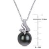 EVERLY JEWELRY | Sterling Silver 9-9.5mm Black Tahitian Pearl and Diamond Accent Twist Pendant with Chain, 18" - 3 of 4
