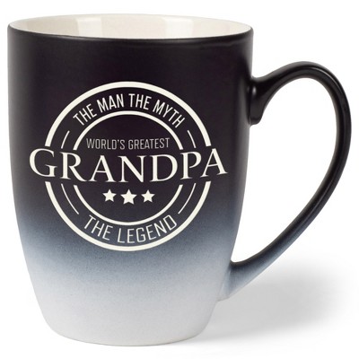 Elanze Designs World's Greatest Grandpa Two Toned Ombre Matte Black and White 12 ounce Ceramic Stoneware Coffee Cup Mug