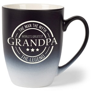 Elanze Designs World's Greatest Grandpa Two Toned Ombre Matte Black and White 12 ounce Ceramic Stoneware Coffee Cup Mug - 1 of 4