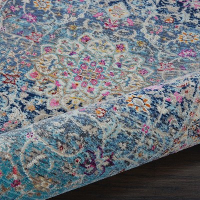 Elegant Vintage Kashan Blue Synthetic 2' x 4' Area Rug
