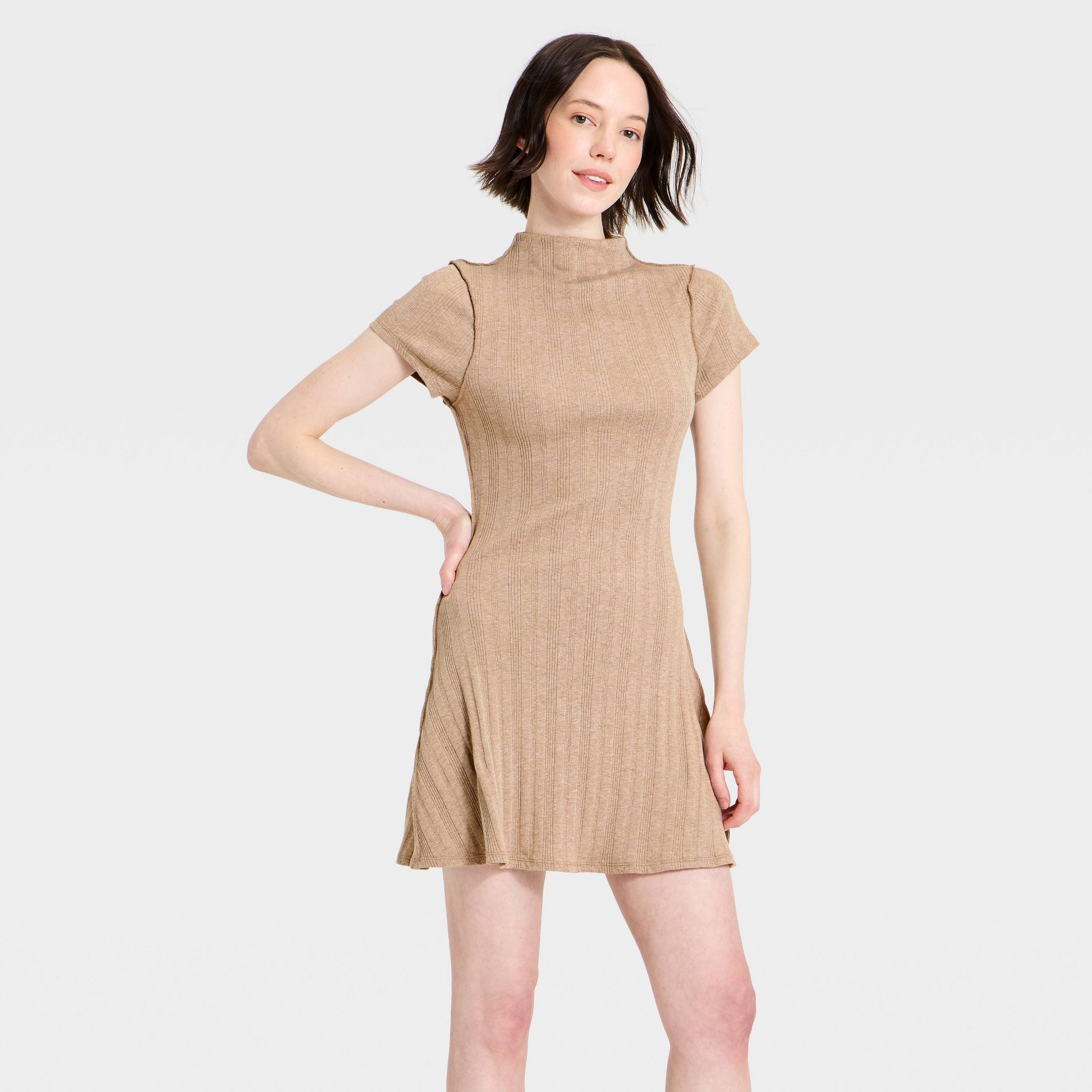 Women's Short Sleeve Mock Knit Mini A-Line Dress - Universal Thread™