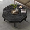 FONTOI Octagonal Coffee Table with Cross Metal Legs, Floor Mount Side Table for Living Room Bedroom Office, Black, 29.13"*17.72"*29.13" - 2 of 4