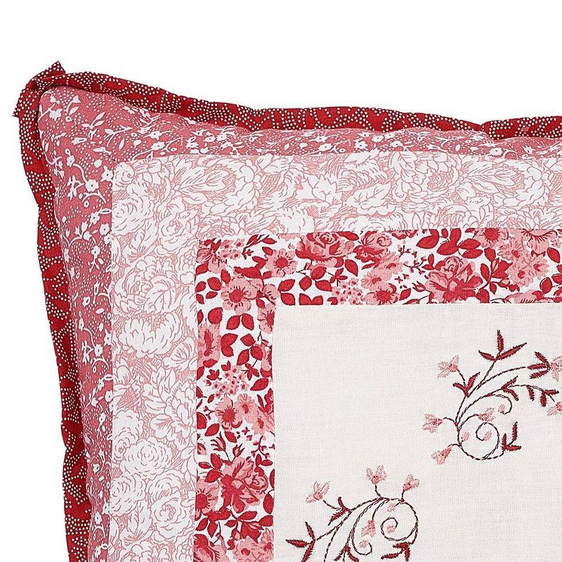 Caroline Square Embroidered Decorative Pillow Red - Modern Heirloom, 3 of 7