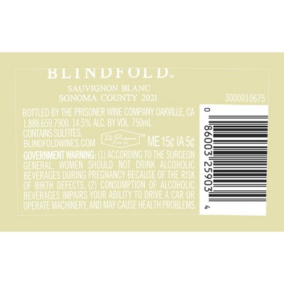 Blindfold Sauvignon Blanc White Wine by The Prisoner - 750ml Bottle