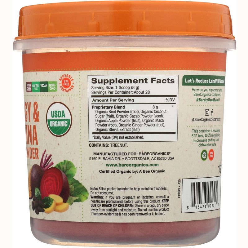 BareOrganics Herbal Supplements Raw Organic Energy & Stamina Blend Powder - 8 OZ, 2 of 5
