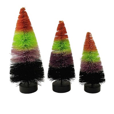 Bethany Lowe 6-Inch Multicolor Halloween Bottle Brush Trees, Set of 3