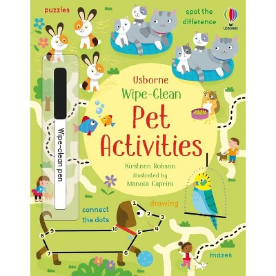 Usborne Wipe-Clean Pet Activities Paperback Book, Reusable Learning Activities for Kids, Ages 3+