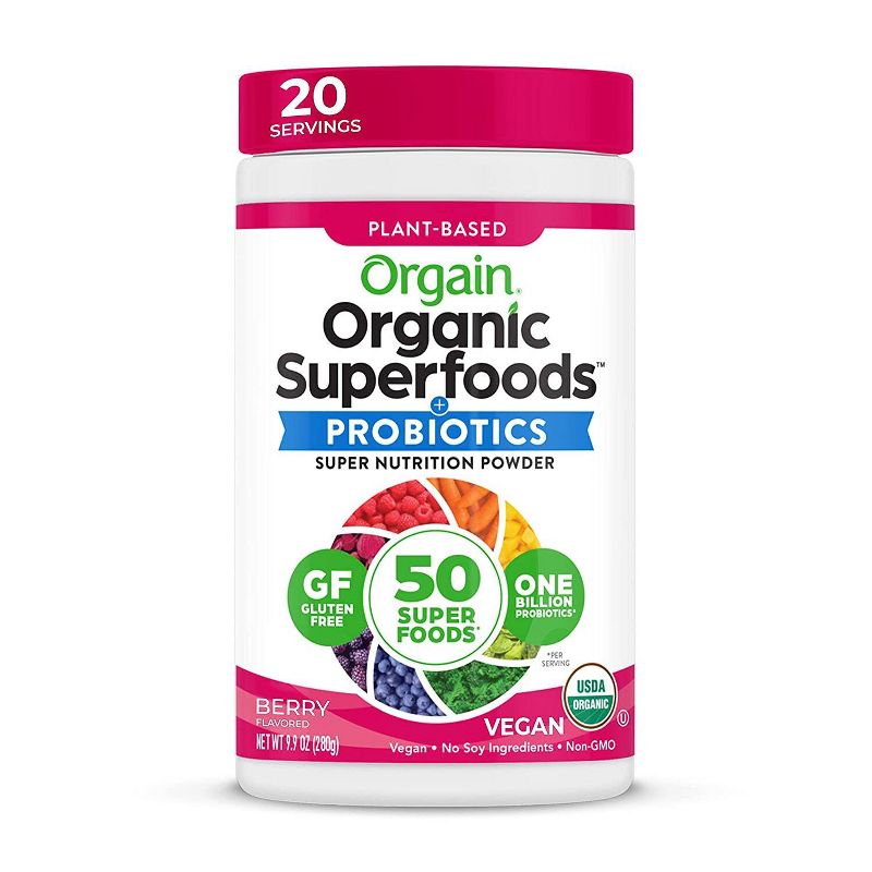 Orgain Organic Vegan Superfood Powder - Berry - 9.92oz, 1 of 7