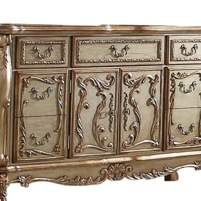 Dresden Gold Patina and Bone 7-Drawer Dresser with Mirror