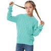 Girls Pullover Sweater Cable Knit Crew Neck Long Sleeve Sweater Knit Tops,Mint Green - M - 3 of 4