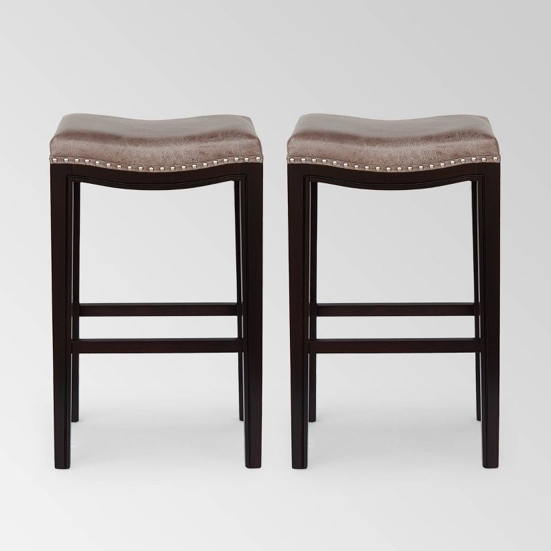 Set of 2 Tiffin Contemporary Studded Barstools Gray - Christopher Knight Home, 1 of 6