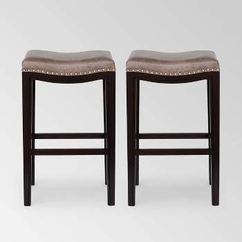 Set of 2 Tiffin Contemporary Studded Barstools Gray - Christopher Knight Home