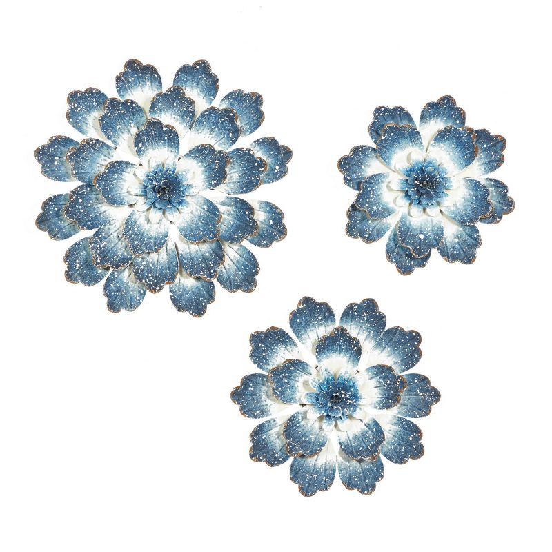 Set of 3 Metal Floral Wall Decors Blue - Olivia &#38; May, 3 of 7