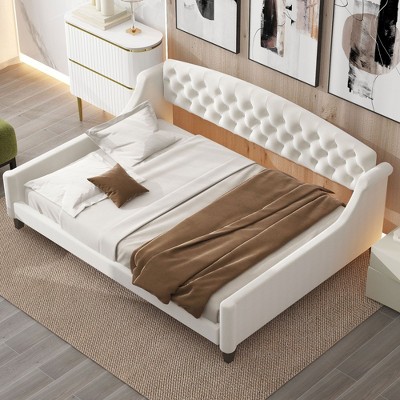 NicBex Full Size Upholstered Daybed 80.7" L Modern Wooden Bed Frame Tufted Button Bed for Bedroom, Living Room, No Box Spring Required
