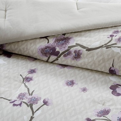 California King Purple Cotton 8-Piece Bed in a Bag Set