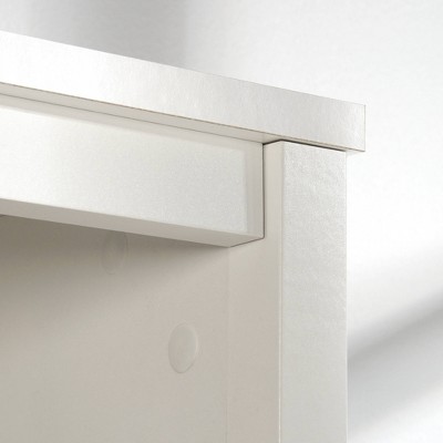 Soft White Adjustable 3-Shelf Library Bookcase with Decorative Doors