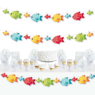 Big Dot of Happiness Let's Go Fishing - Fish Themed Birthday Party or Baby Shower DIY Decorations - Clothespin Garland Banner - 44 Pieces