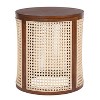 CAVINAS 15.70"Round Nightstand with Rattan Woven Design,Bedside Table with Round Wood Tabletop,Hollow Woven Nightstand for Bedroom - 4 of 4