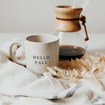Hello Fall Beige Ceramic Stoneware Coffee Mug 14oz