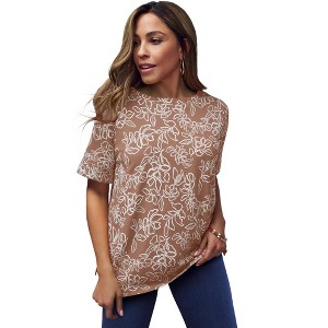 Jessica London Stretch Cotton Cuff Tee - 1 of 4