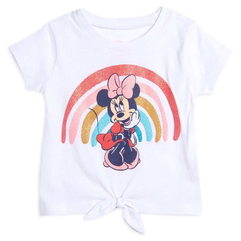 Disney Frozen Minnie Mouse Little Mermaid Elsa Princess Anna Peplum T-Shirt Shorts & Scrunchie 3 Pc Set Infant to Big Kid, 2 of 9