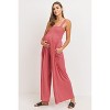 Hello Miz Women's Sleeveless Smocked Neck Maternity Jumpsuit Romper - 2 of 3