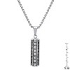 Steeltime 24" Men's stainless steel and simulated black diamonds long bar studded pendant - 3 of 4