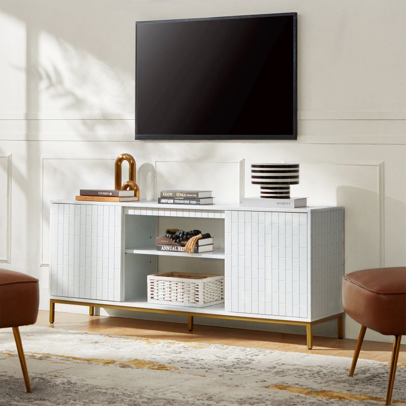 Mariah DVD storage 2-in-1 multi-functional storage TV Stand with fireplace|Artful Living Design-Off white, 3 of 11