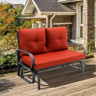 Costway Patio 2-person Glider Bench Rocking Loveseat Cushioned Armrest ...