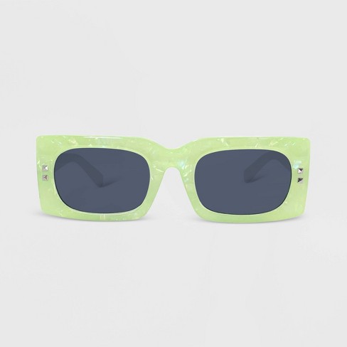 Women's Plastic Rectangle Marbleized Sunglasses - Wild Fable™ Green : Target