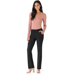 Rekucci Women's Smart Stretch Straight Leg Dress Pants with Zipper Closure – Office to Evening Wear - Black, 18 Tall - 1 of 4