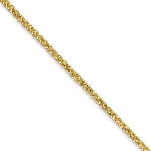 Black Bow Jewelry 2mm, 14k Yellow Gold, Hollow Wheat Chain Necklace - 1 of 4