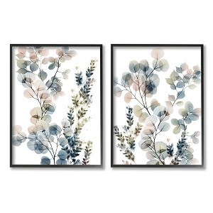 Stupell Industries Collage of Translucent Plants Blue Green Beige Black Framed Giclee 2pc Set, 16 x 20 - 1 of 4
