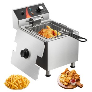 1750W Commercial Electric Deep Fryer 12Qt 11.5L Stainless Steel Single Tank Countertop Fryer with Basket Temp Control and Overheat Protection - 1 of 4