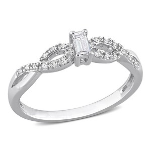 EVERLY JEWELRY | Sterling Silver 1/5 CT TGW Created White Sapphire and 1/10 CT TW Diamond Open Infinity Ring - 1 of 4