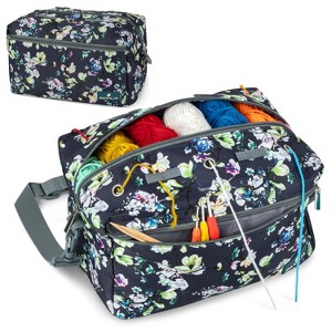 PAVILIA Yarn Bag Knitting Crochet Bag Organizer, Crocheting On The Go Storage Project Bag, Crochet Knitting Accessories Knitter Gifts - 1 of 4