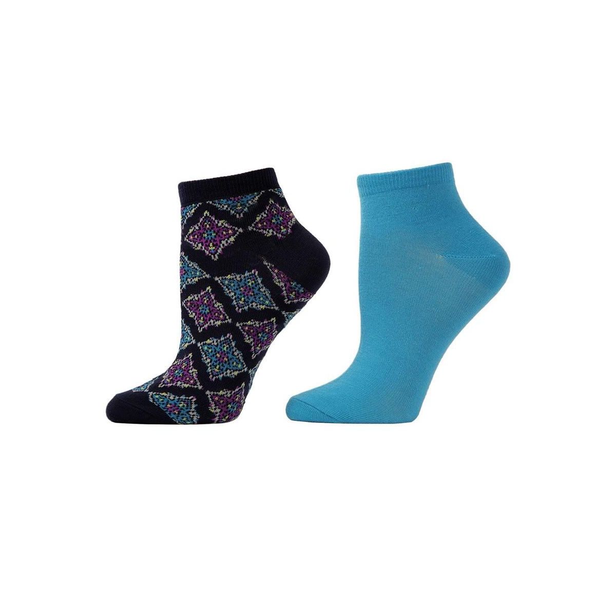 Natori Bohemian Florals Shorties Socks 2-Pack 9-11