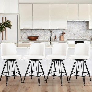 Bekrvio 26" Swivel Counter Height Bar Stools with Back-Faux Leather/Velvet Upholstered, V-Shaped Metal Legs-Modern Counter Stools for Kitchen Island - 1 of 4