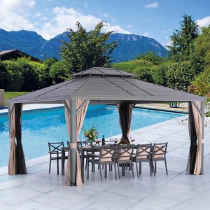 UNISOAR Hardtop Gazebo with Breathable Privacy C - 1 of 4