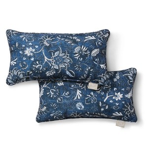 MARTHA STEWART Distressed Jacobean Indoor Outdoor Decorative Lumbar Pillow 2-Pack Set - 1 of 4