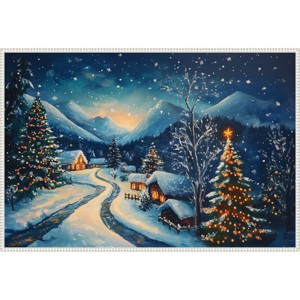 Amanti Art 41"x28" Winter Wonderland Night by Pictufy Framed Canvas Wall Art - 1 of 4