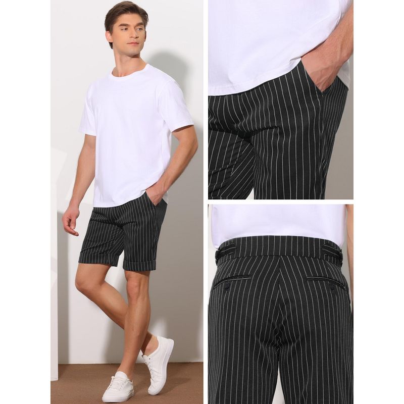 Lars Amadeus Men's Summer Pleated Front Stripes Business Dress Shorts, 4 of 5