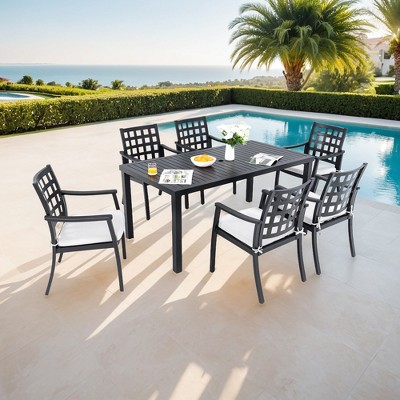 UNISOAR 7PC Outdoor Patio Dining Set with 6 Stationary Chairs