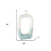 HomeRoots 18" Aqua And White Ombre Ceramic Table Vase - 3 of 4