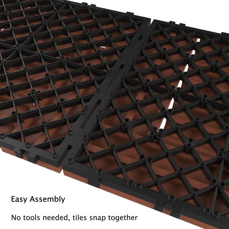 Patio and Deck Tiles - 6-Pack Interlocking Criss-Cross Pattern Outdoor Flooring - Weather-Resistant Square Pavers by Pure Garden (Terracotta), 4 of 9