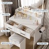 GAOMON Vanity Set with 3-Color Adjustable LED Mirror, Small Makeup Desk with Power Outlet and 2 Drawers - 2 of 4