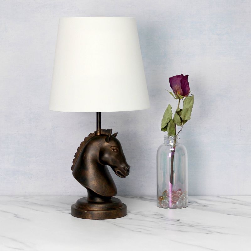 17.25" Tall Decorative Chess Horse Shaped Bedside Table Desk Lamp - Simple Designs, 3 of 10