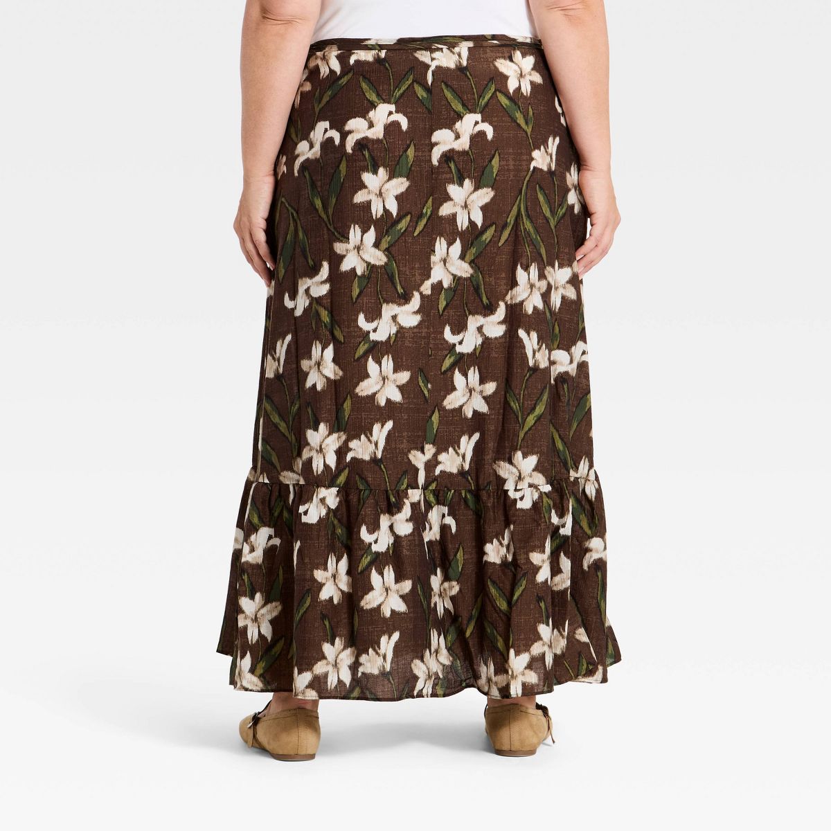 Women's Floral Wrap Maxi Skirt - A New Day™ Brown - thumbnail 5